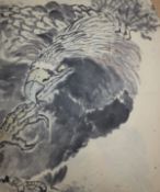 Chinese School, folio of assorted watercolours and prints including a study of an eagle, largest