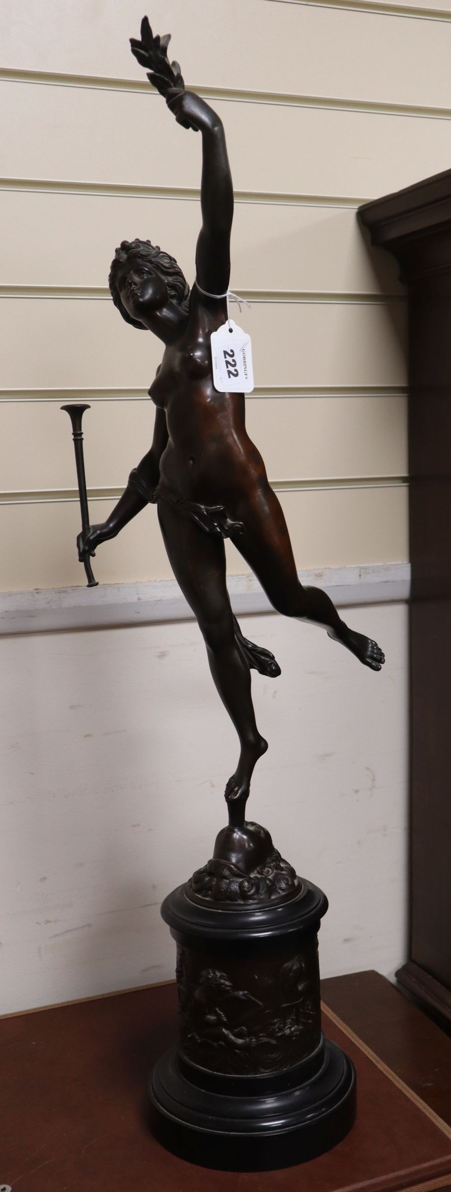 A 19th century bronze figure of Fortune, after Giambologna height 88cm - Image 2 of 2