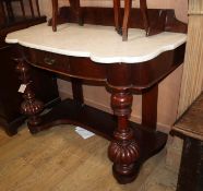 A Victorian mahogany Duchess marble top wash stand W.110cm