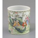 A Chinese famille rose brush pot, H. 8.5cm