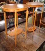 A pair of oval painted satinwood tables (a.f.) W.51cm