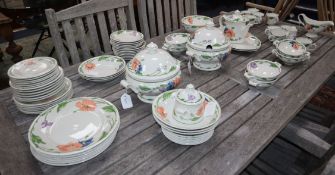 A Villeroy & Boch 'Amapola' tea and dinner service, comprising: teapot, cream jug, sugar bowl, 12