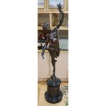 A 19th century bronze figure of Fortune, after Giambologna height 88cm