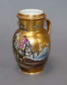 An 18th century Meissen outside decorated gilt porcelain stein, decorated with a hunting scene, (