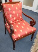 A set of six 19th century North European carved mahogany dining chairs (two with arms) and a pair of