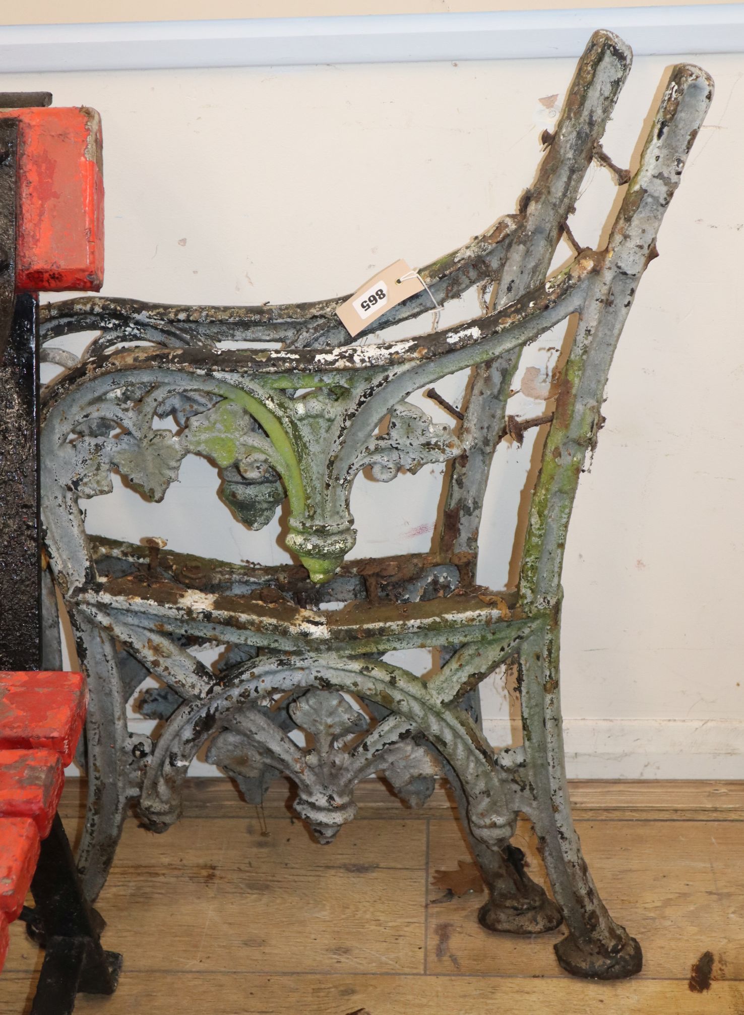 A pair of Victorian cast iron bench ends