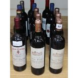 Fourteen bottles of St Emilion red wine, mixed vineyards and years