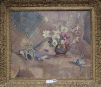 Francis Russell Flint (1915-1977) oil on canvas, 'Flowers and Lustre', signed, RA exhibition label