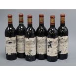 Six bottles of 1990 Chateau Belgrave wine