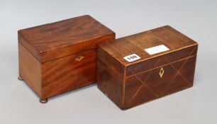 Two 19th century mahogany tea caddies