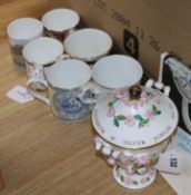 A group of Royal Commemorative and other ceramics by Coalport, Royal Albert, Royal Worcester,