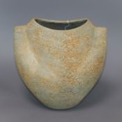 Chris Carter (b. 1945), a stoneware pottery vessel with textured pitted mottled glaze Height 22cm