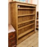 A large modern oak open bookcase W.183cm