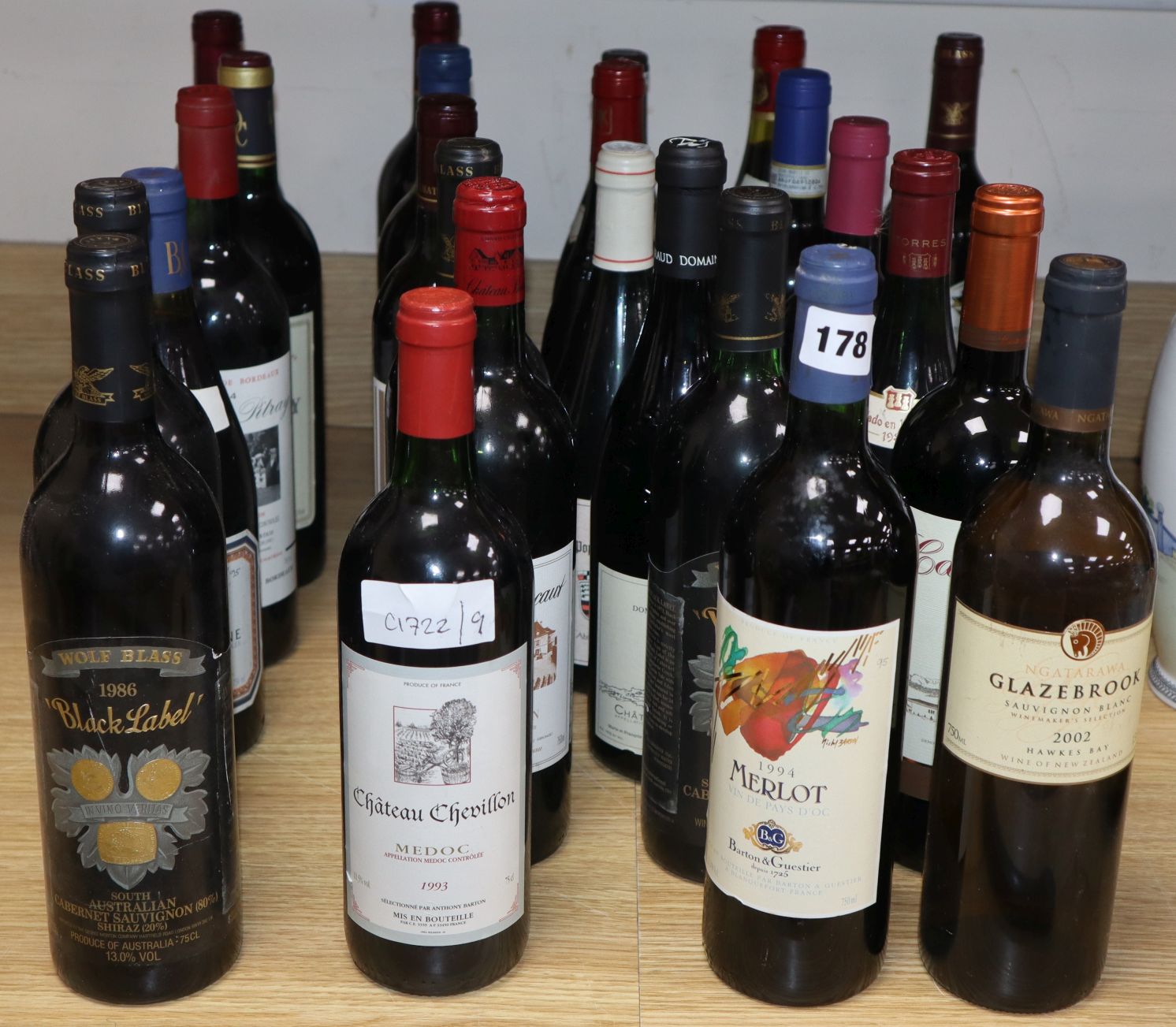 Twenty four bottles of French and European red and white wine