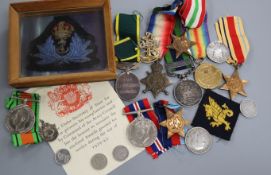 A collection of medals etc. including India medal