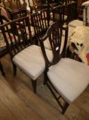 A set of four Regency mahogany dining chairs and a Hepplewhite style chair (5)