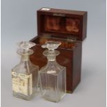 A Victorian mahogany two bottle decanter box height 23cm
