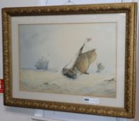 Frederick James Aldridge, watercolour, 'Up Channel"', signed, 36 x 54cm