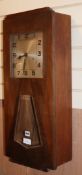 A 1930's Art Deco Westminster chimes wall clock Height 74cm