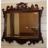 A George III design mahogany fretwork wall mirror W.58cm