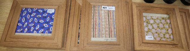 Six Geoffrey Bennison fabric design artworks, signed, oak frames (ex Sotheby's 22 July 2003, Lot