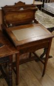 An Edwardian rosewood and marquetry Davenport W.53cm