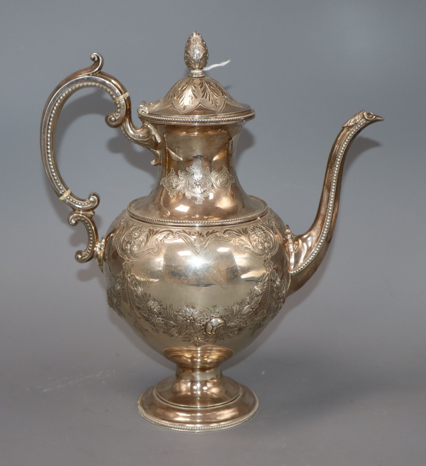 A Victorian silver pedestal coffee pot, by William & John Barnard, London, 1879, 29.8cm, gross