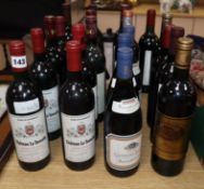 Twenty bottles of French red wine, mixed vineyards and ales