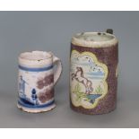 Two 18th century German faience steins tallest 18cm