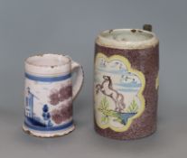 Two 18th century German faience steins tallest 18cm