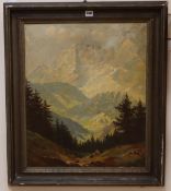 Wilhelm Thiele (1872-1939) oil on canvas, Mt Watzmann, Bavaria, 60 x 50cm.