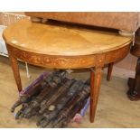 A French marquetry inlaid extending dining table 130cm diameter