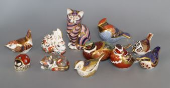 A collection of Royal Crown Derby Imari paperweights, comprising a Collectors Guild Crested Tit (