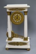 A white marble and ormolu Portico clock height 53cm