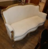 A 19th century French upholstered settee Length 180cm