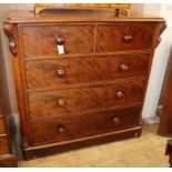 A Victorian flame mahogany chest of five drawers W.124cm