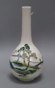 A Chinese famille verte bottle-shaped vase, Kangxi mark, Republic period decorated with a