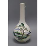 A Chinese famille verte bottle-shaped vase, Kangxi mark, Republic period decorated with a