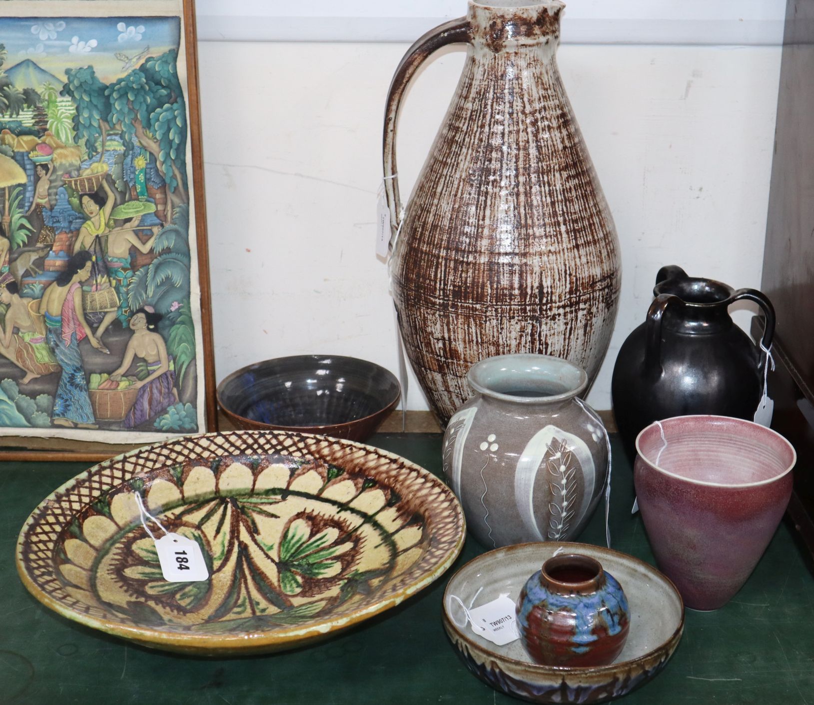 Barbara Cass (1921-1992), a large stoneware pitcher and sundry studio ceramics, including a