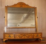 A George III satinwood dressing table mirror W.75cm