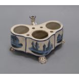 A pottery inkstand, c.1800, with a pearlware type glaze height 8.5cm