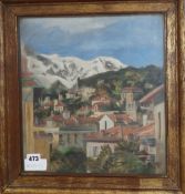 Sara Beatrice Dibdin, oil on board, 'Sunshine and Snow, Menton', monogrammed and dated 1926,
