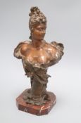 An Art Nouveau bronze of a girl, signed J. Fairo height 38cm