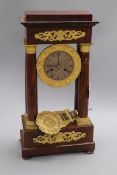 A mahogany and ormolu Portico clock height 46cm