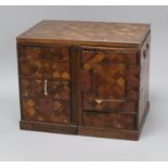 A marquetry Oriental box height 26cm