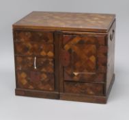 A marquetry Oriental box height 26cm