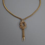 A 9ct yellow metal 'knot' necklace, 51cm.