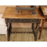 A 17th century style oak side table W.80cm