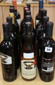 Eighteen bottles of European and New World wine