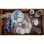 A box of Chinese ceramics and other items